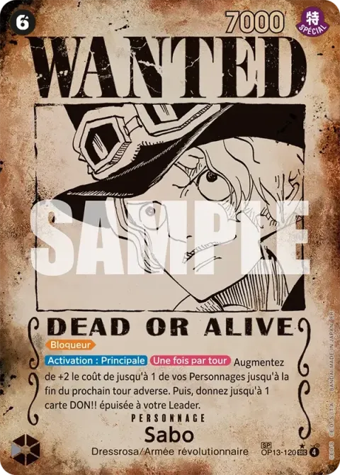 Carte One Piece Sabo OP13-120 · parallèle 4, extension Successeurs