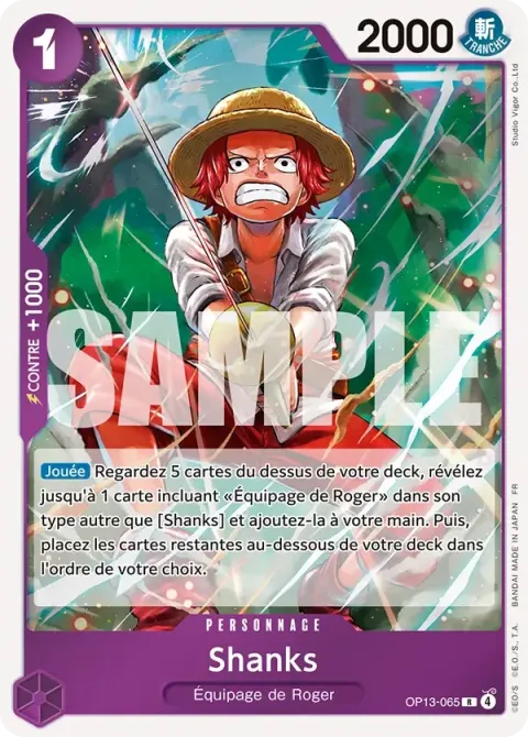 Carte One Piece Shanks OP13-065, extension Successeurs