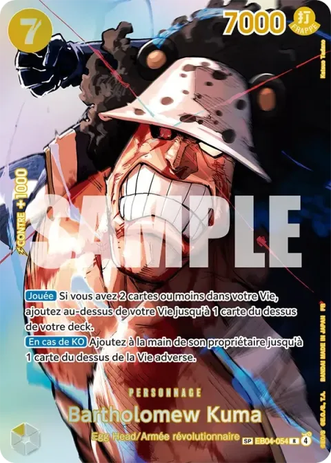 Carte One Piece Bartholomew Kuma EB04-054 · parallèle, extension L’heure de la bataille décisive