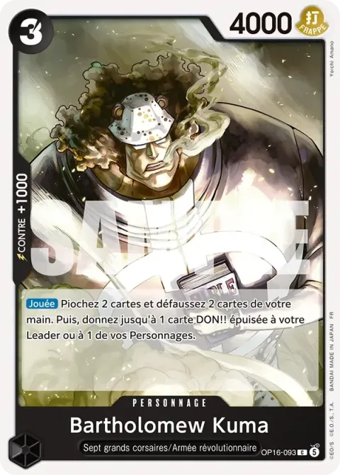Carte One Piece Bartholomew Kuma OP16-093, extension L’heure de la bataille décisive