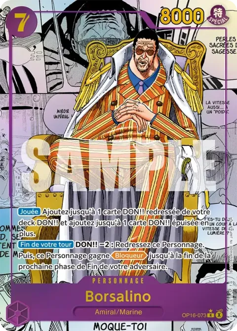 Carte One Piece Borsalino OP16-073 · parallèle 2, extension L’heure de la bataille décisive