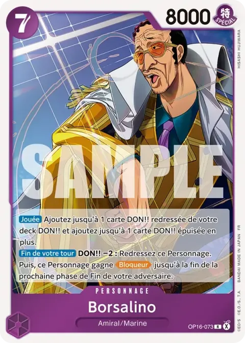 Carte One Piece Borsalino OP16-073, extension L’heure de la bataille décisive
