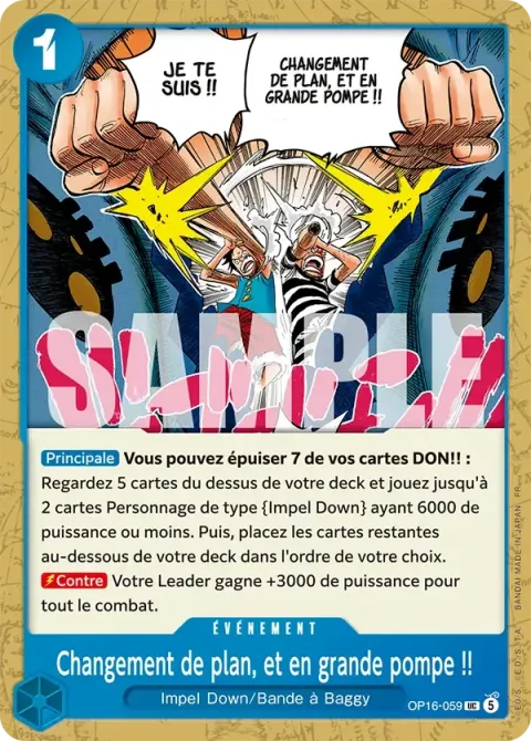 Carte One Piece Changement de plan, et en grande pompe !! OP16-059, extension L’heure de la bataille décisive