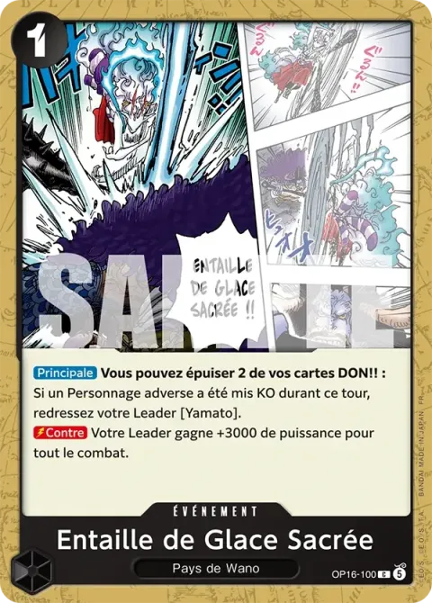 Carte One Piece Entaille de Glace Sacrée OP16-100, extension L’heure de la bataille décisive