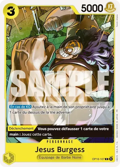 Carte One Piece Jesus Burgess OP16-107, extension L’heure de la bataille décisive