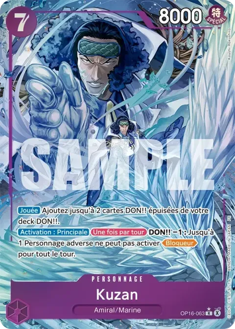 Carte One Piece Kuzan OP16-063 · parallèle, extension L’heure de la bataille décisive