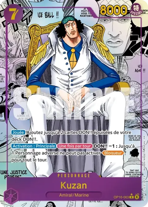 Carte One Piece Kuzan OP16-063 · parallèle 2, extension L’heure de la bataille décisive
