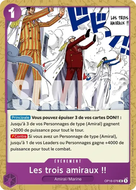 Carte One Piece Les trois amiraux !! OP16-076, extension L’heure de la bataille décisive
