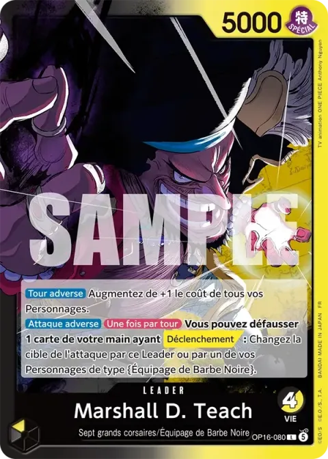 Carte One Piece Marshall D. Teach OP16-080, extension L’heure de la bataille décisive