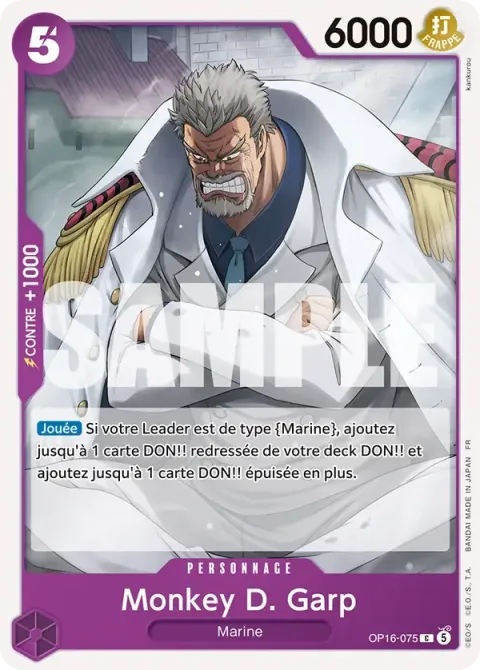 Carte One Piece Monkey D. Garp OP16-075, extension L’heure de la bataille décisive