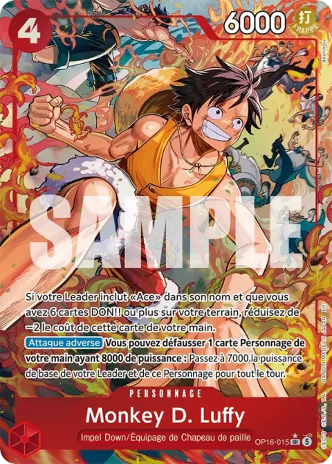 Carte One Piece Monkey D. Luffy OP16-015 · parallèle, extension L’heure de la bataille décisive
