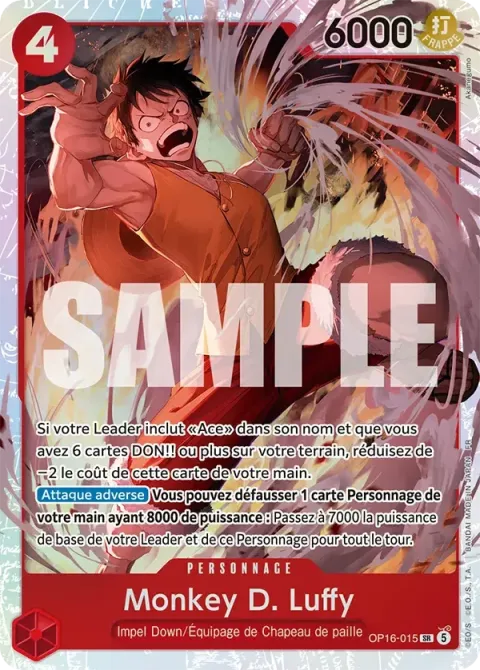 Carte One Piece Monkey D. Luffy OP16-015, extension L’heure de la bataille décisive