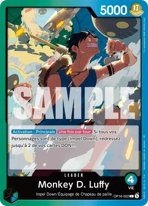 Carte One Piece Monkey D. Luffy OP16-022, extension L’heure de la bataille décisive
