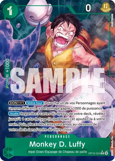 Carte One Piece Monkey D. Luffy OP16-034 · parallèle, extension L’heure de la bataille décisive