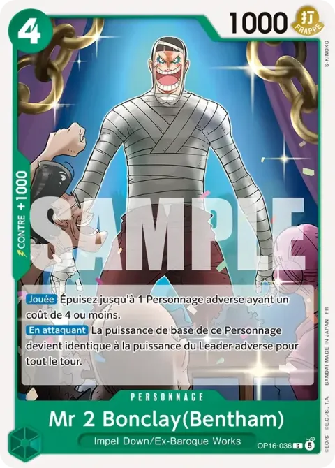 Carte One Piece Mr 2 Bonclay(Bentham) OP16-036, extension L’heure de la bataille décisive