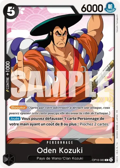 Carte One Piece Oden Kozuki OP16-083, extension L’heure de la bataille décisive