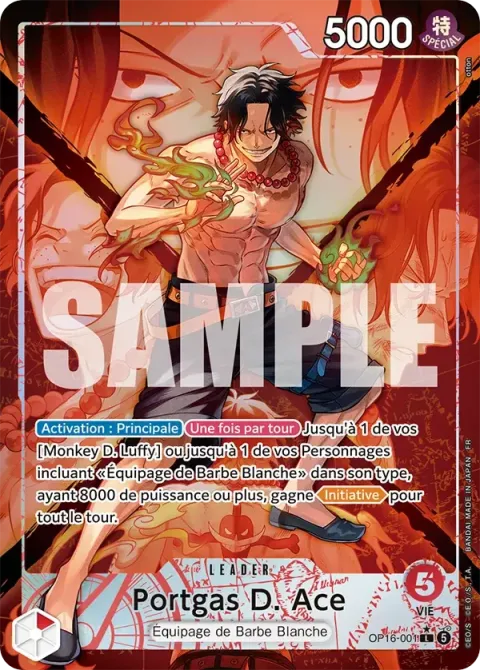 Carte One Piece Portgas D. Ace OP16-001 · parallèle, extension L’heure de la bataille décisive