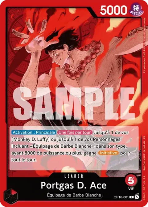 Carte One Piece Portgas D. Ace OP16-001, extension L’heure de la bataille décisive
