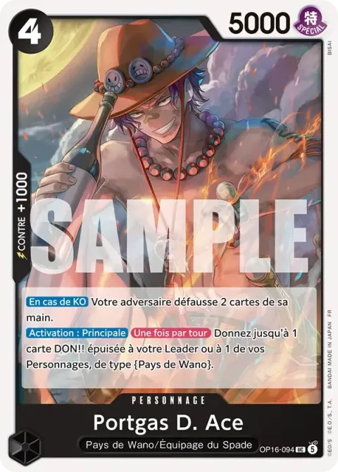 Carte One Piece Portgas D. Ace OP16-094, extension L’heure de la bataille décisive