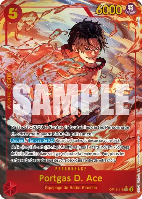 Carte One Piece Portgas D. Ace OP16-118 · parallèle, extension L’heure de la bataille décisive