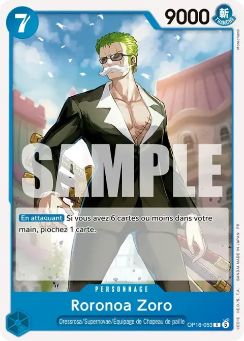 Carte One Piece Roronoa Zoro OP16-053, extension L’heure de la bataille décisive