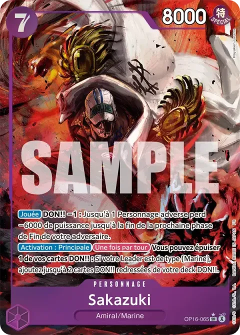Carte One Piece Sakazuki OP16-065 · parallèle, extension L’heure de la bataille décisive