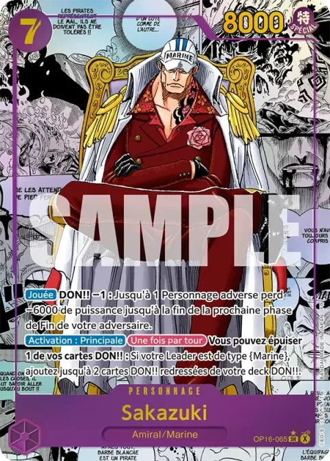 Carte One Piece Sakazuki OP16-065 · parallèle 2, extension L’heure de la bataille décisive