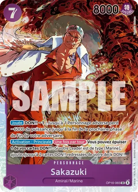 Carte One Piece Sakazuki OP16-065, extension L’heure de la bataille décisive