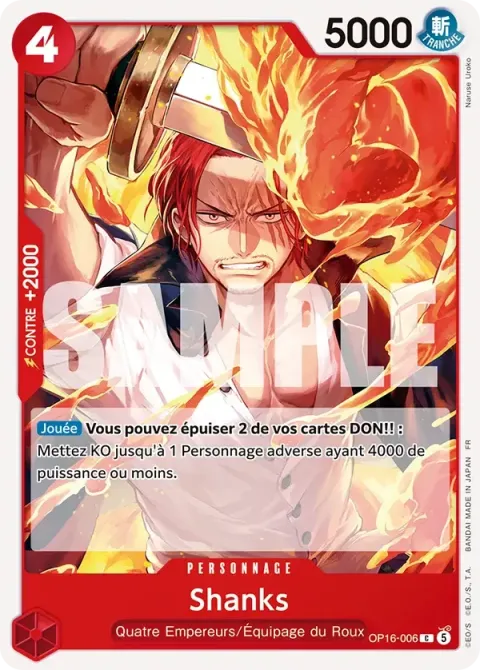 Carte One Piece Shanks OP16-006, extension L’heure de la bataille décisive