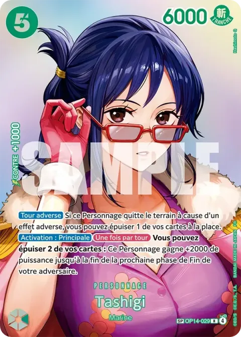 Carte One Piece Tashigi OP14-029 · parallèle, extension L’heure de la bataille décisive