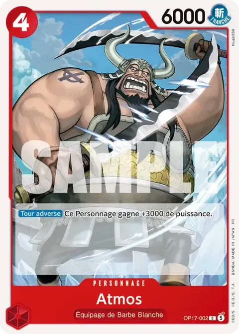 Carte One Piece Atmos OP17-002, extension Les guerriers les plus puissants au monde