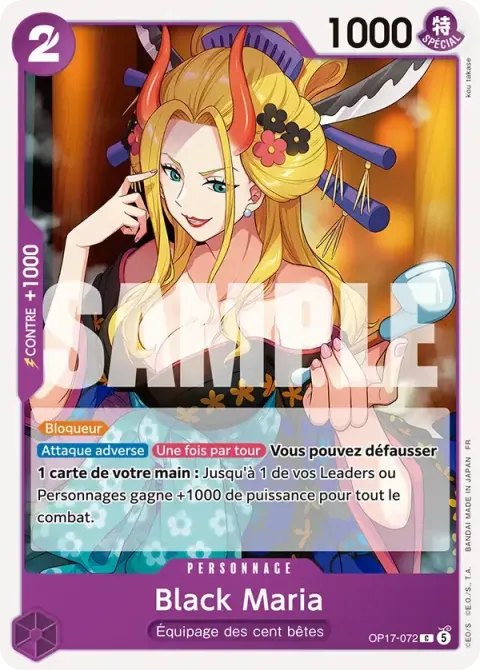 Carte One Piece Black Maria OP17-072, extension Les guerriers les plus puissants au monde