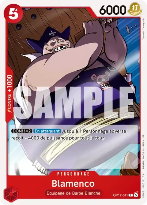 Carte One Piece Blamenco OP17-011, extension Les guerriers les plus puissants au monde