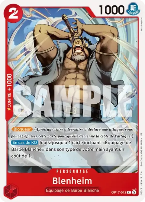 Carte One Piece Blenheim OP17-012, extension Les guerriers les plus puissants au monde