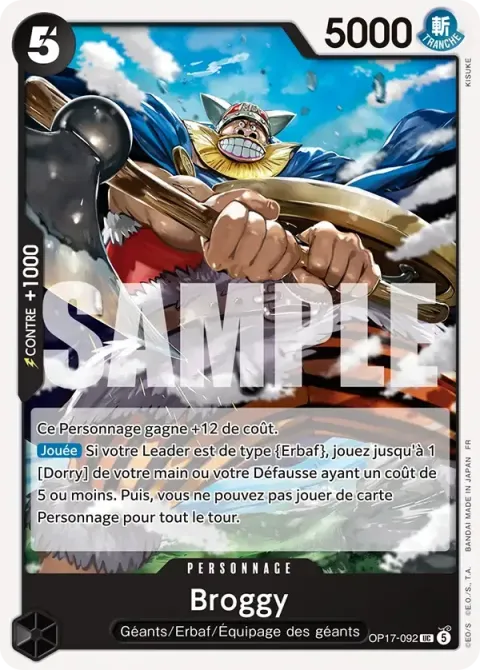 Carte One Piece Broggy OP17-092, extension Les guerriers les plus puissants au monde