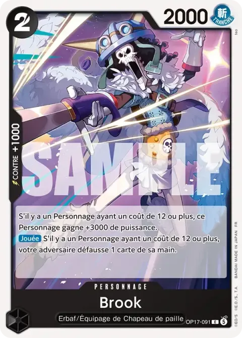 Carte One Piece Brook OP17-091, extension Les guerriers les plus puissants au monde