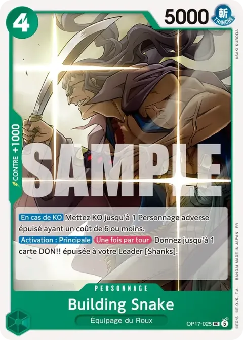 Carte One Piece Building Snake OP17-025, extension Les guerriers les plus puissants au monde