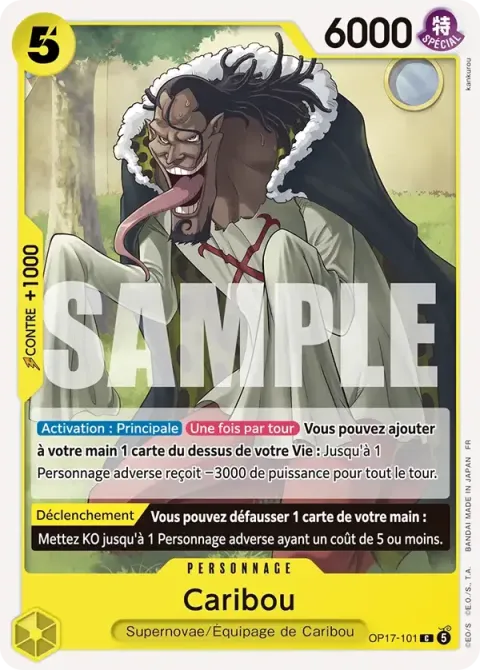 Carte One Piece Caribou OP17-101, extension Les guerriers les plus puissants au monde