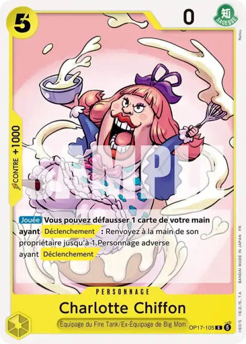 Carte One Piece Charlotte Chiffon OP17-105, extension Les guerriers les plus puissants au monde