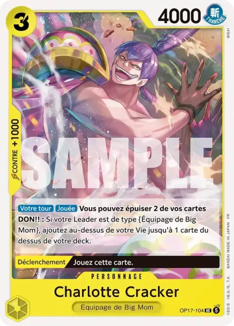 Carte One Piece Charlotte Cracker OP17-104, extension Les guerriers les plus puissants au monde