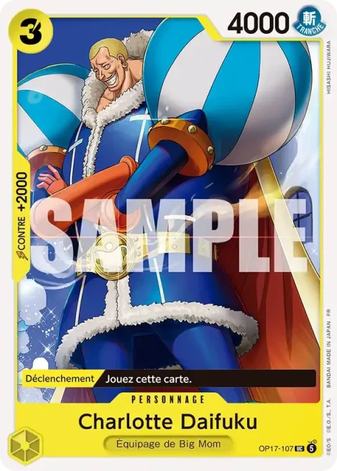 Carte One Piece Charlotte Daifuku OP17-107, extension Les guerriers les plus puissants au monde