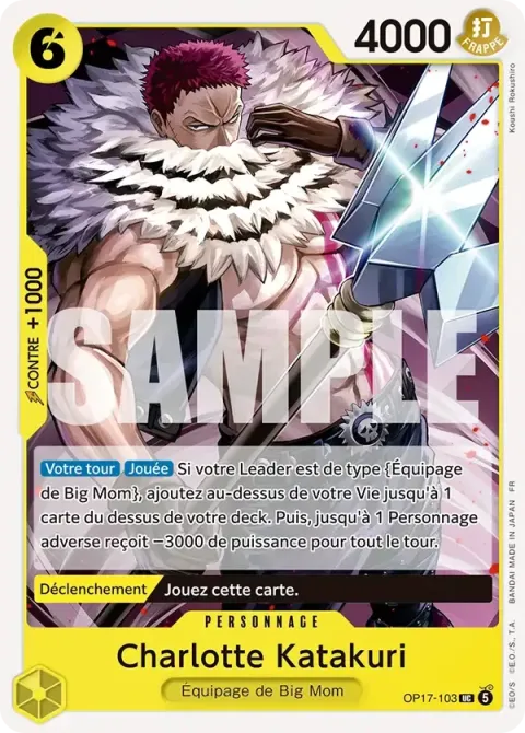Carte One Piece Charlotte Katakuri OP17-103, extension Les guerriers les plus puissants au monde