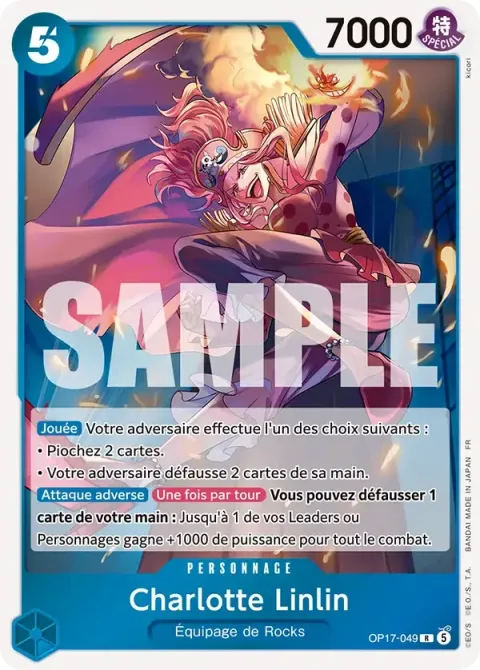 Carte One Piece Charlotte Linlin OP17-049, extension Les guerriers les plus puissants au monde