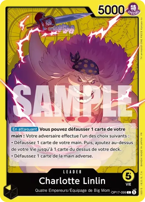Carte One Piece Charlotte Linlin OP17-099, extension Les guerriers les plus puissants au monde