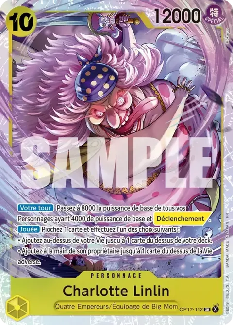 Carte One Piece Charlotte Linlin OP17-112, extension Les guerriers les plus puissants au monde