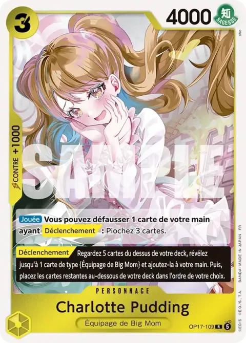 Carte One Piece Charlotte Pudding OP17-109, extension Les guerriers les plus puissants au monde