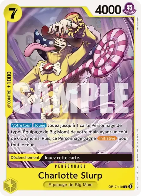 Carte One Piece Charlotte Slurp OP17-110, extension Les guerriers les plus puissants au monde