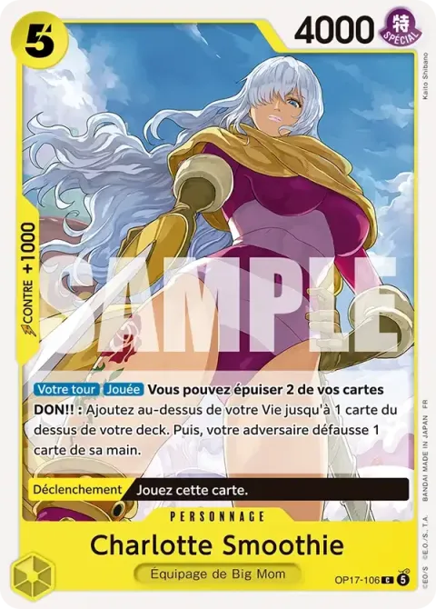 Carte One Piece Charlotte Smoothie OP17-106, extension Les guerriers les plus puissants au monde