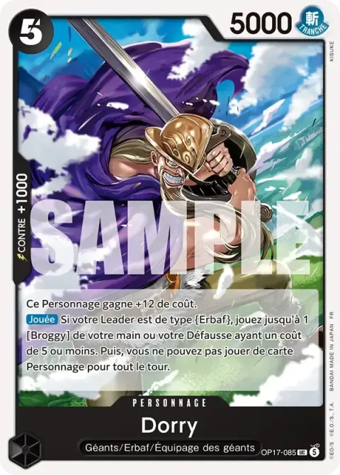 Carte One Piece Dorry OP17-085, extension Les guerriers les plus puissants au monde