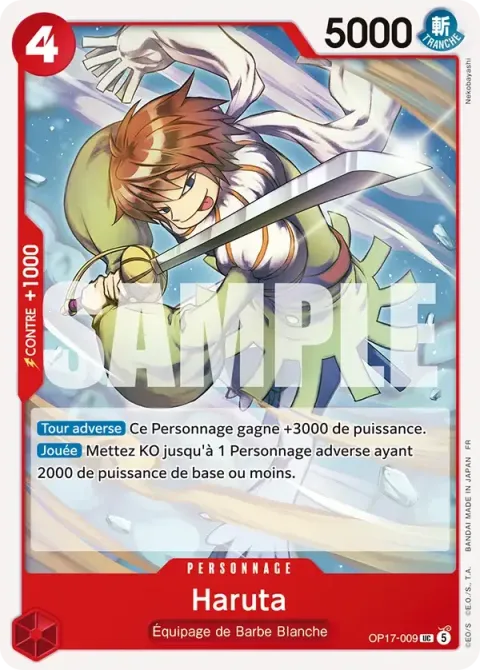 Carte One Piece Haruta OP17-009, extension Les guerriers les plus puissants au monde